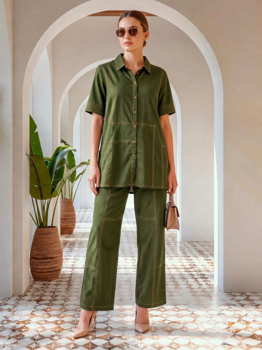 Sargi Pean Embroidery Cotton Co-Ord Set