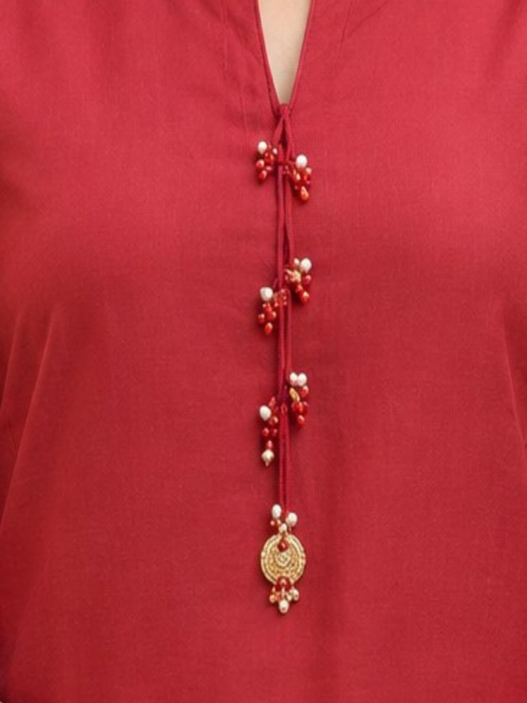Shakti Carmine Work Farshi Co-Ord Set