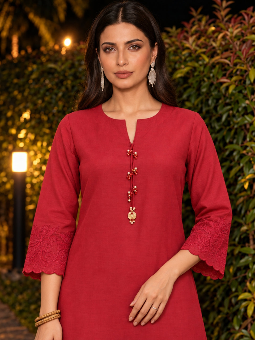 Shakti Carmine Work Farshi Co-Ord Set