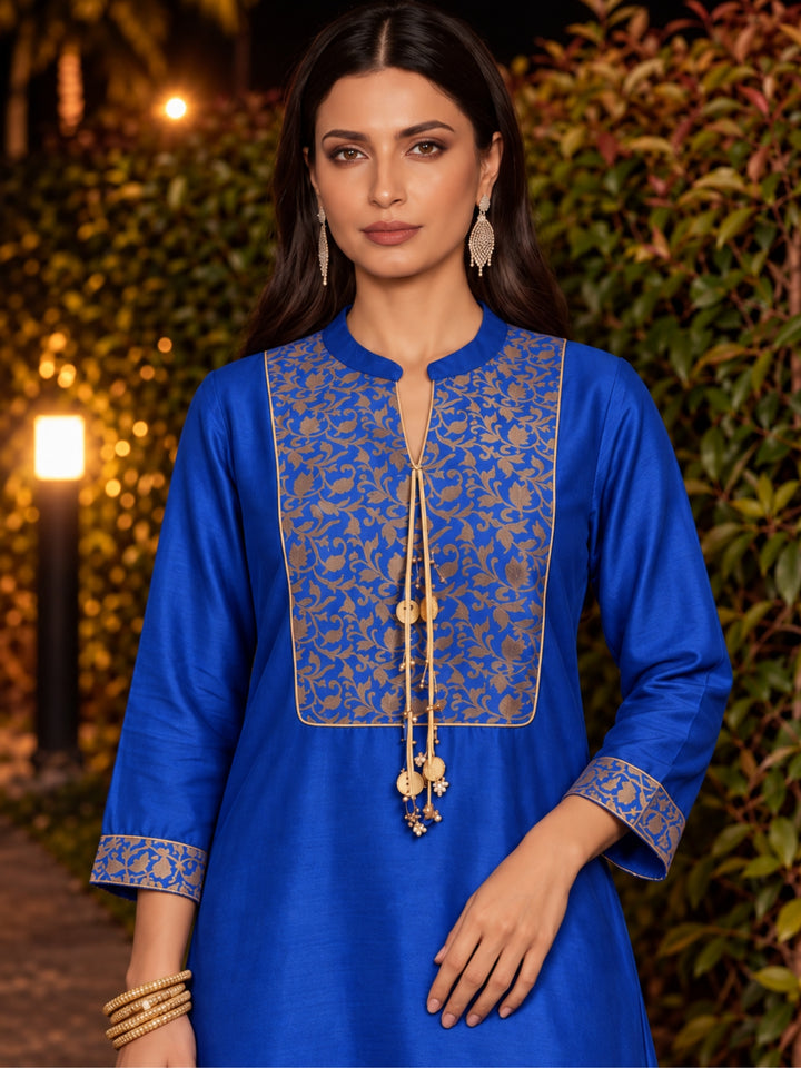 Shakti Royal Blue Festive Farshi Co-Ord Set