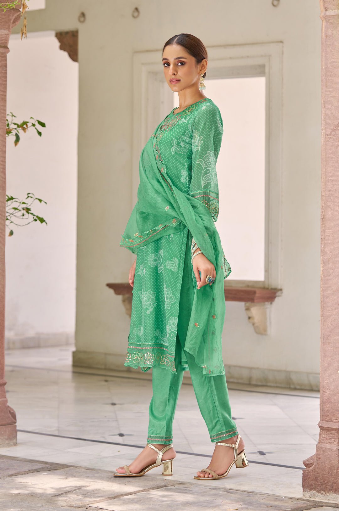 Nisha Fern Printed Work Suit Set