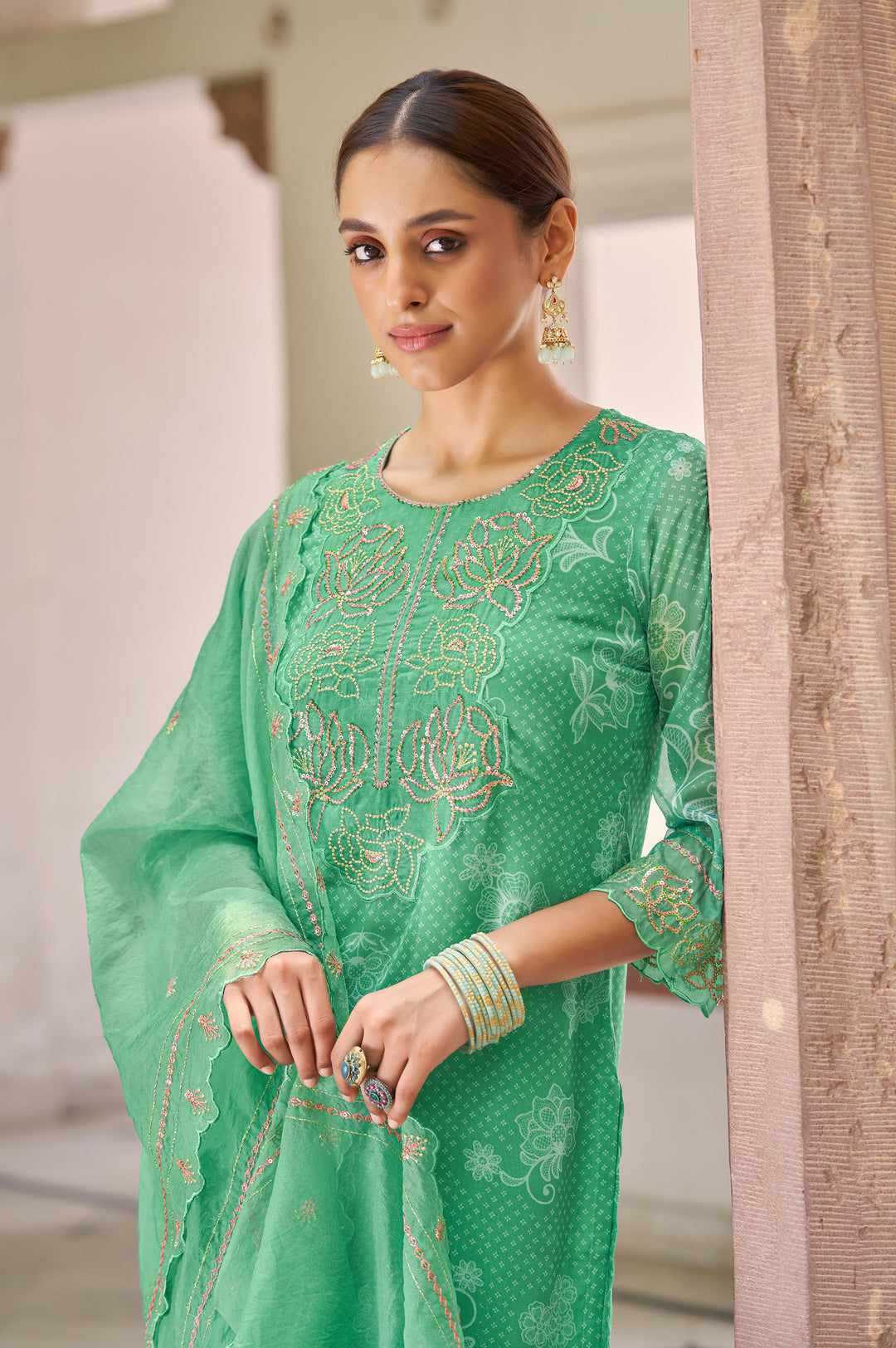 Nisha Fern Printed Work Suit Set