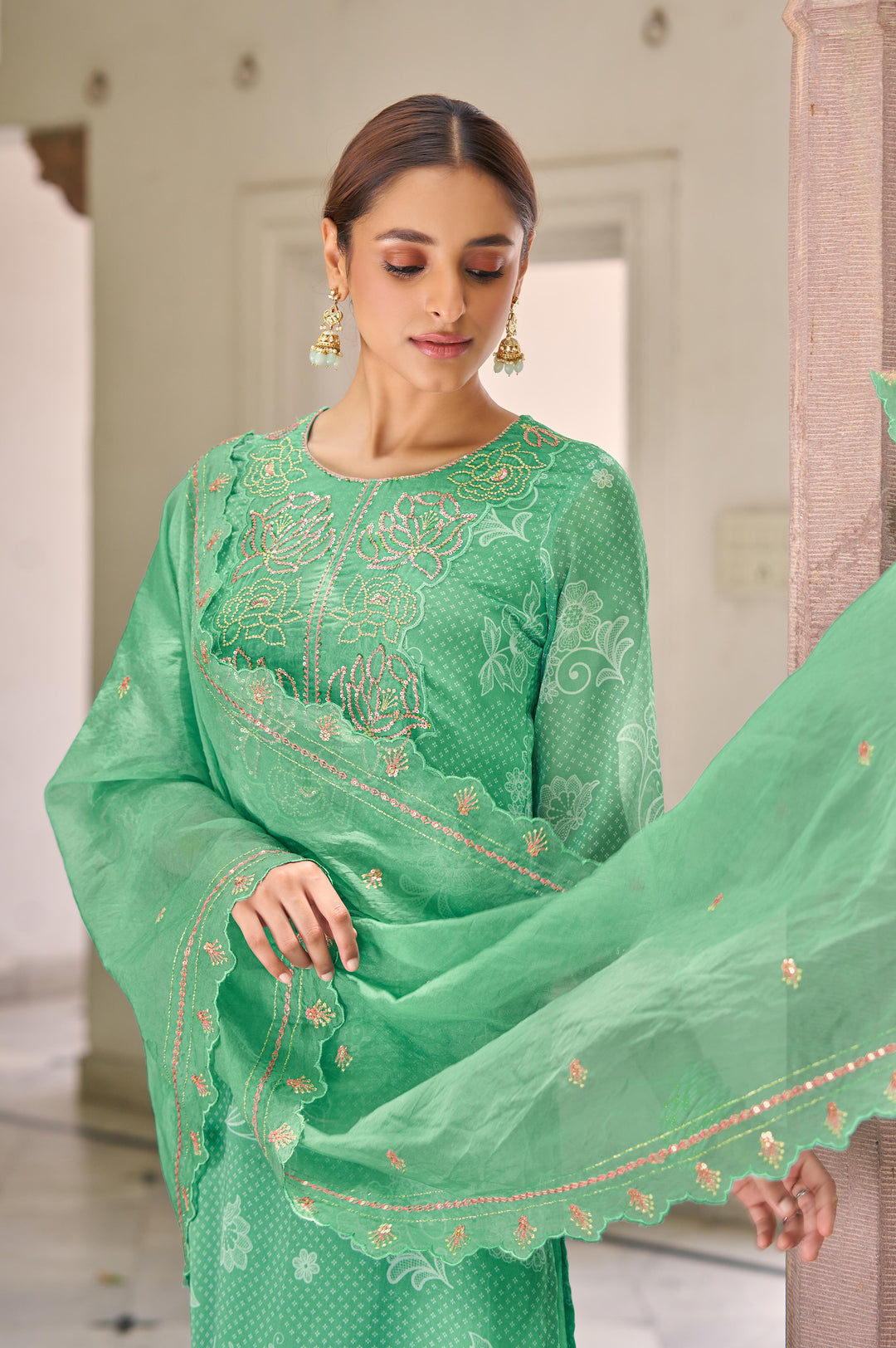 Nisha Fern Printed Work Suit Set