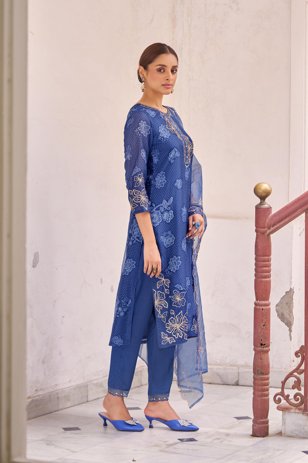 Nisha Indi Printed Work Suit Set
