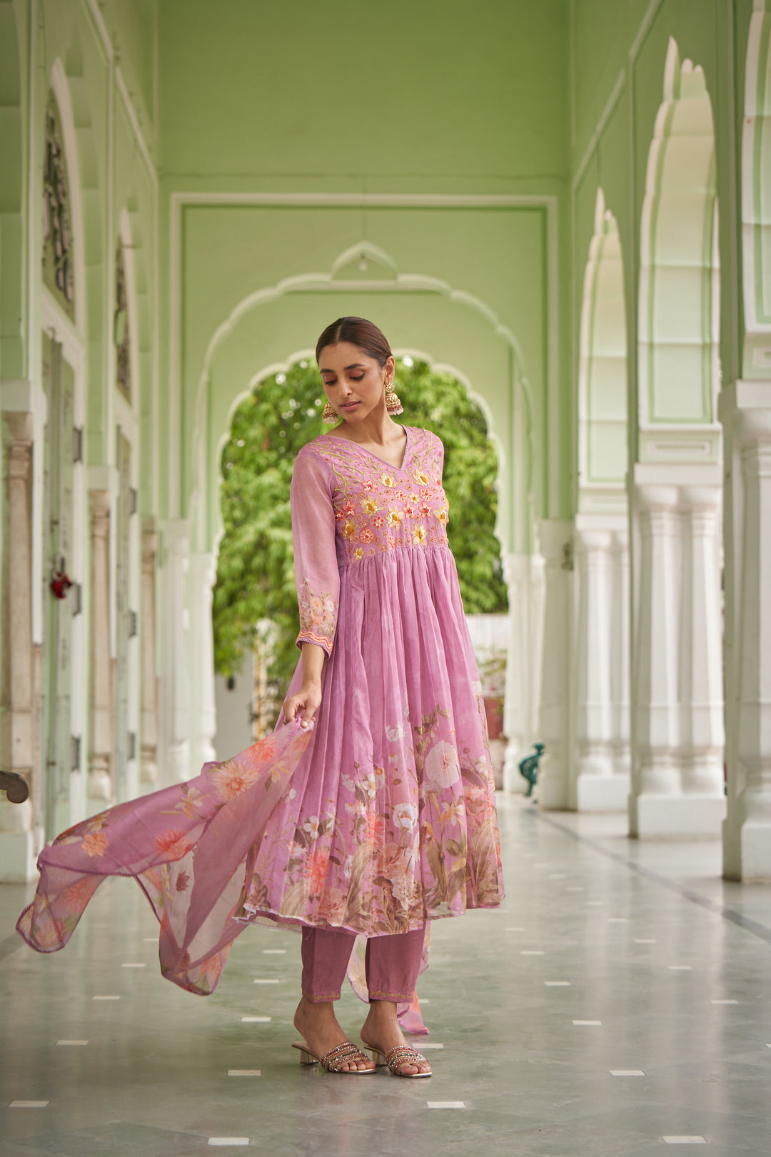 Pihu Pink Work Anarkali Premium Suit set