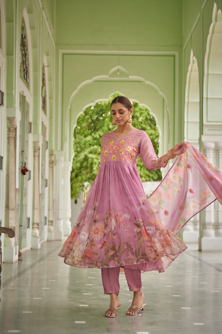 Pihu Pink Work Anarkali Premium Suit set