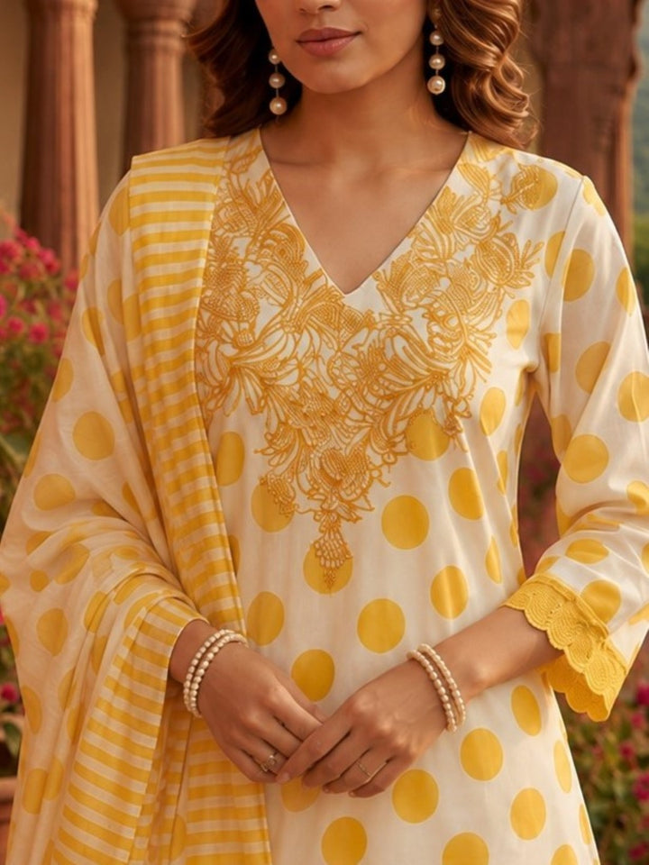 Shura Amber Polka  Cotton Farshi Suit Set