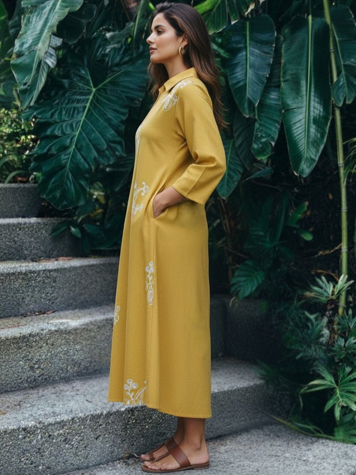 Ivanka glow embroidery cotton dress