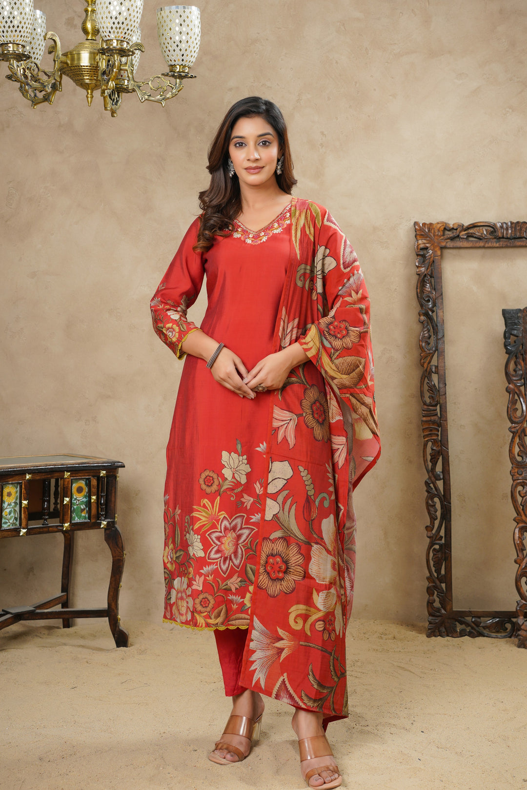 Rabha Mahogany Printed Suit Set