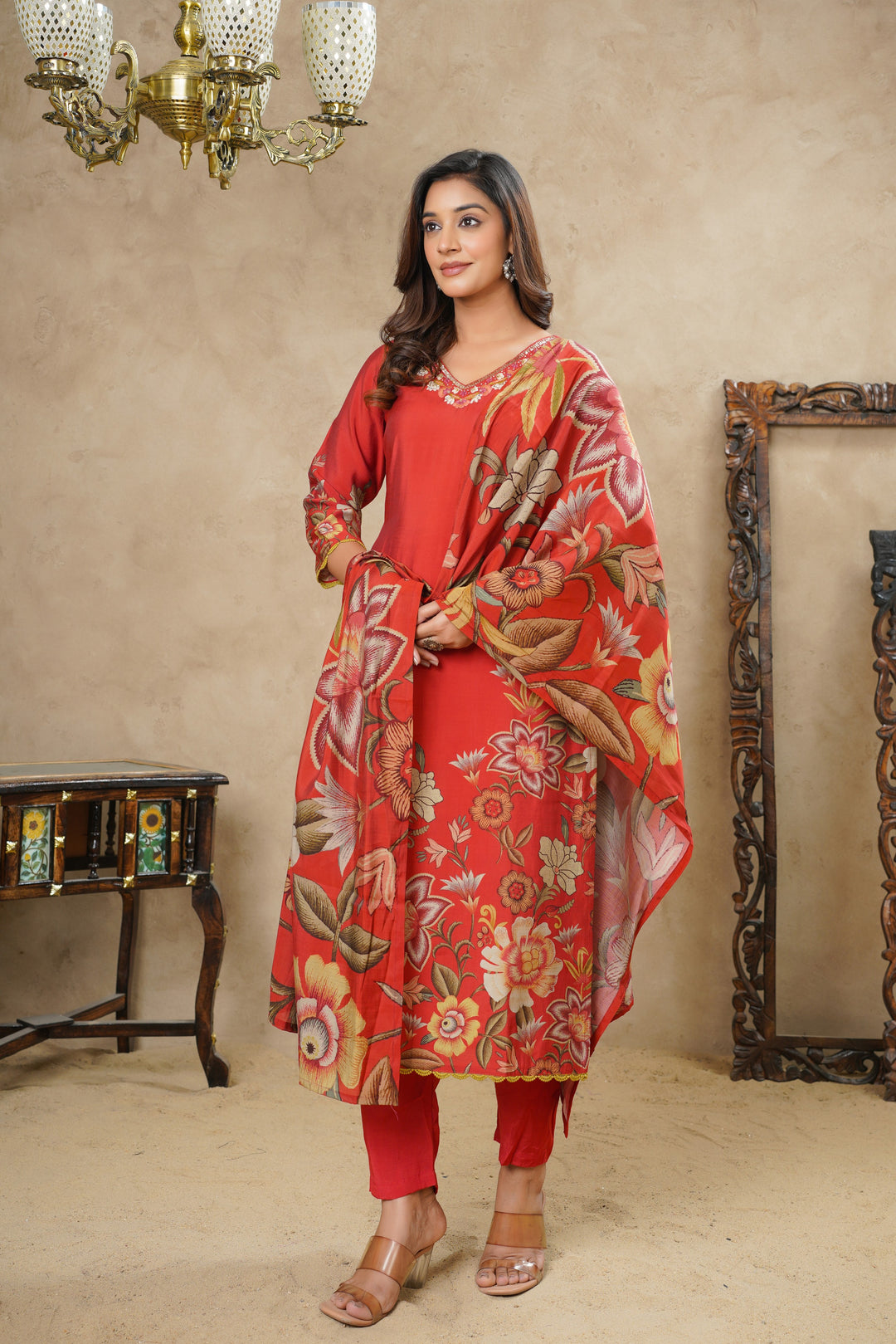 Rabha Mahogany Printed Suit Set
