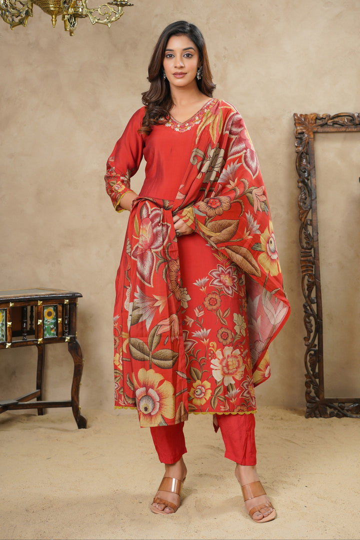 Rabha Mahogany Printed Suit Set