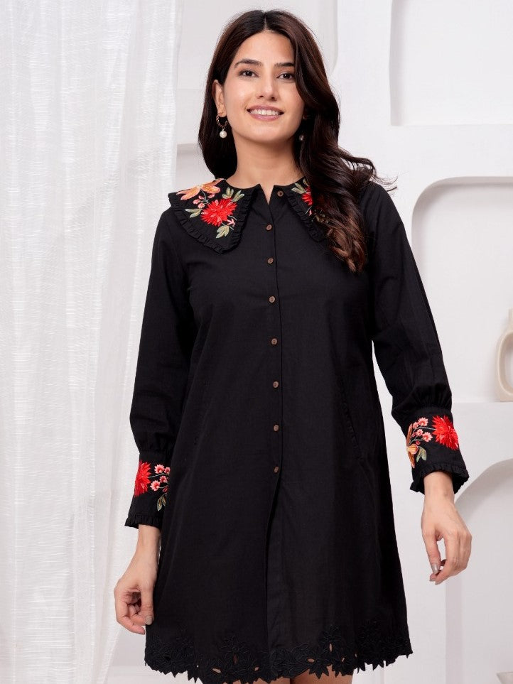 Slopi Smoke Embroidery Cotton Dress