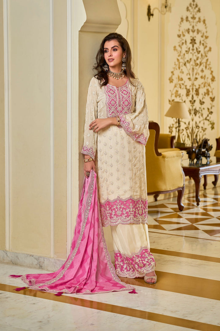 Anjula Carnation Full Work Suit Set