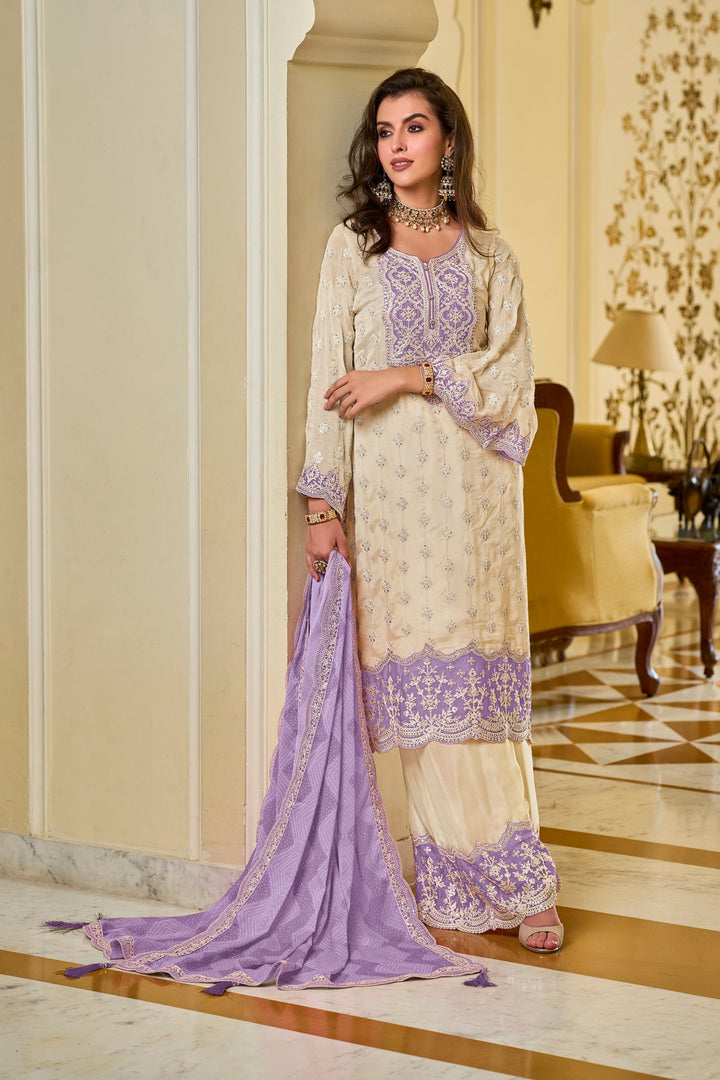 Anjula Orchid Full Work Suit Set