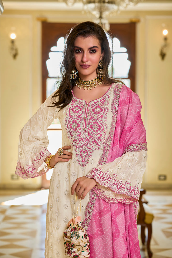 Anjula Carnation Full Work Suit Set