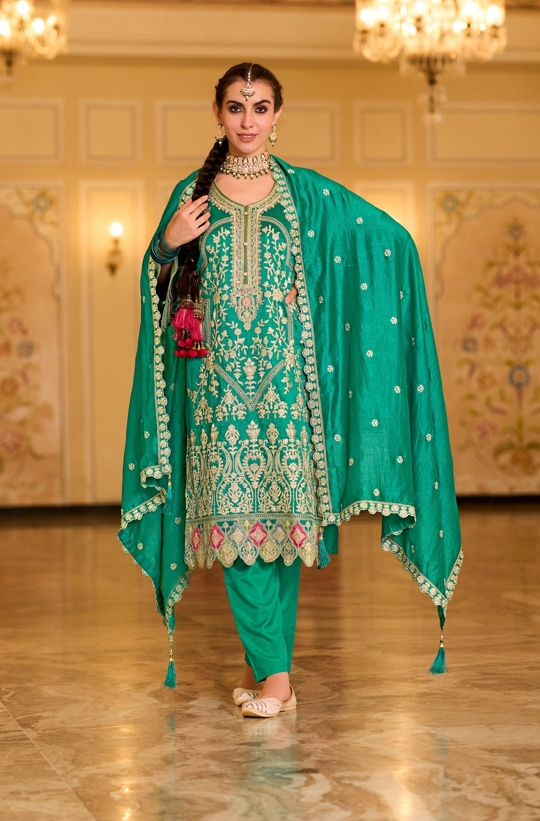 Baljeet emerald Full Heavy Work Suit Set