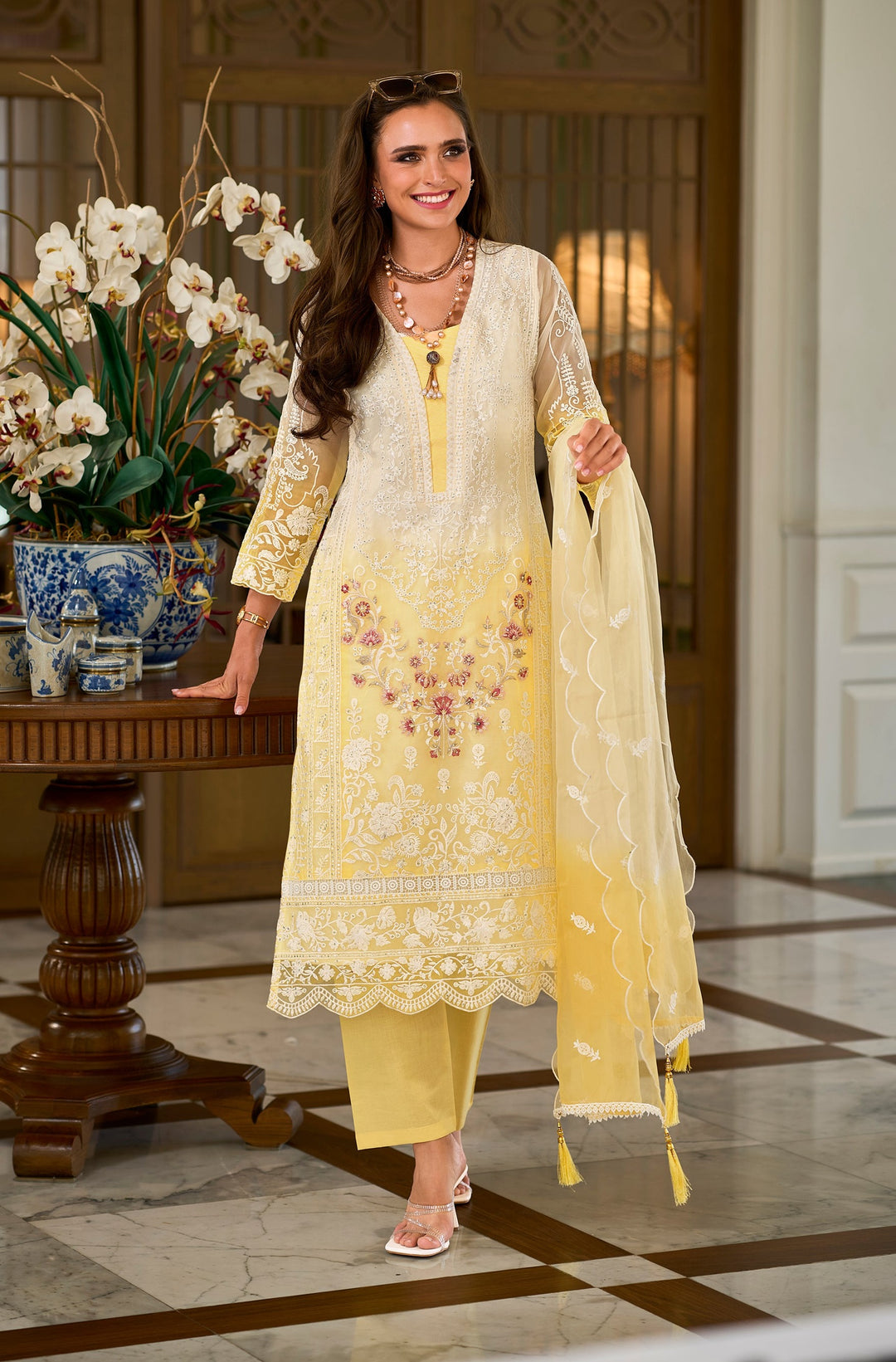 Faiza Sunshine Full Work Premium Pakistani Suit Set