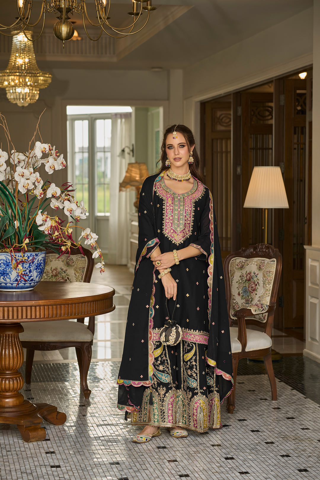 Garja Onyx Full Heavy Work Gharara Suit Set