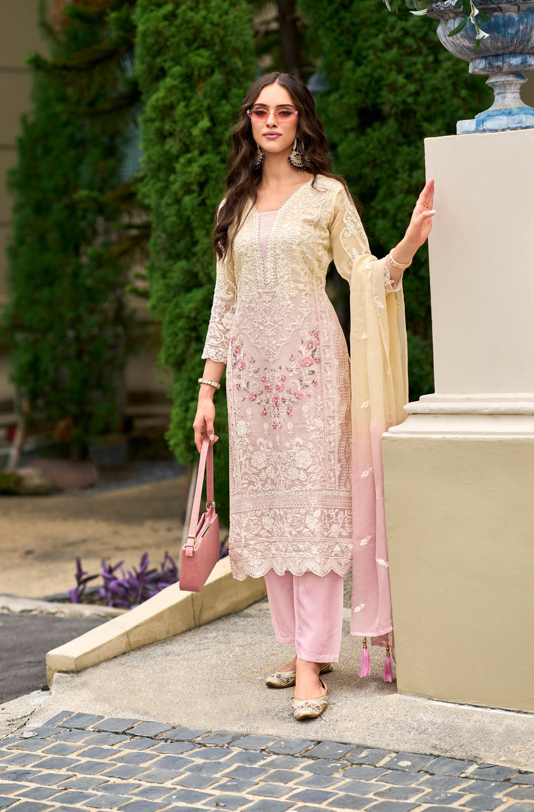 Faiza Pink Full Work Premium Pakistani Suit Set