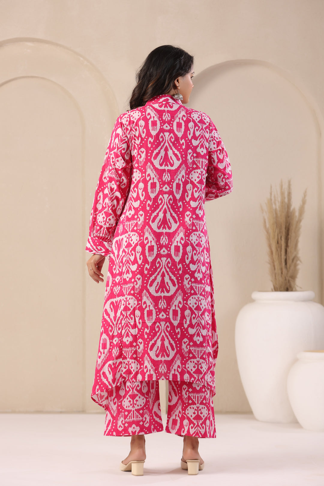 ARANYA ROSE IKAT PRINT PREMIUM PURE COTTON KURTA PANT SET