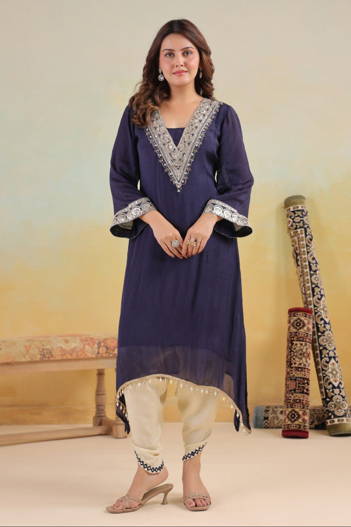 Sera Azure premium embroidery kurta pant set