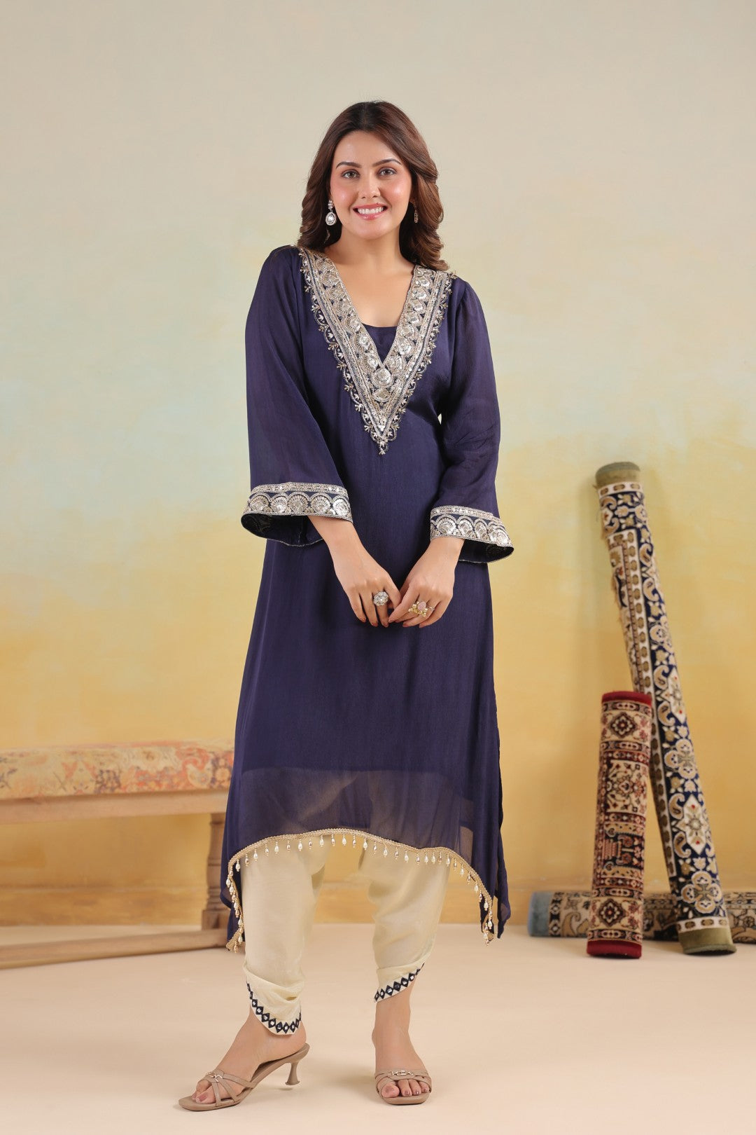 Sera Azure premium embroidery kurta pant set