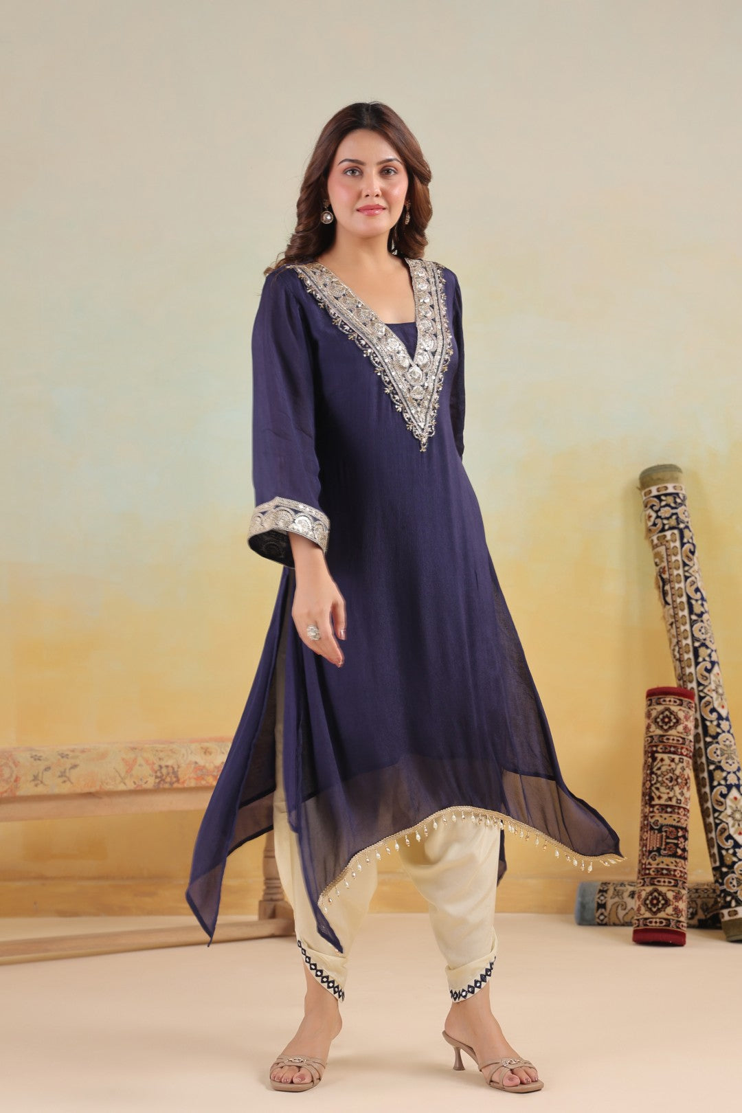 Sera Azure premium embroidery kurta pant set