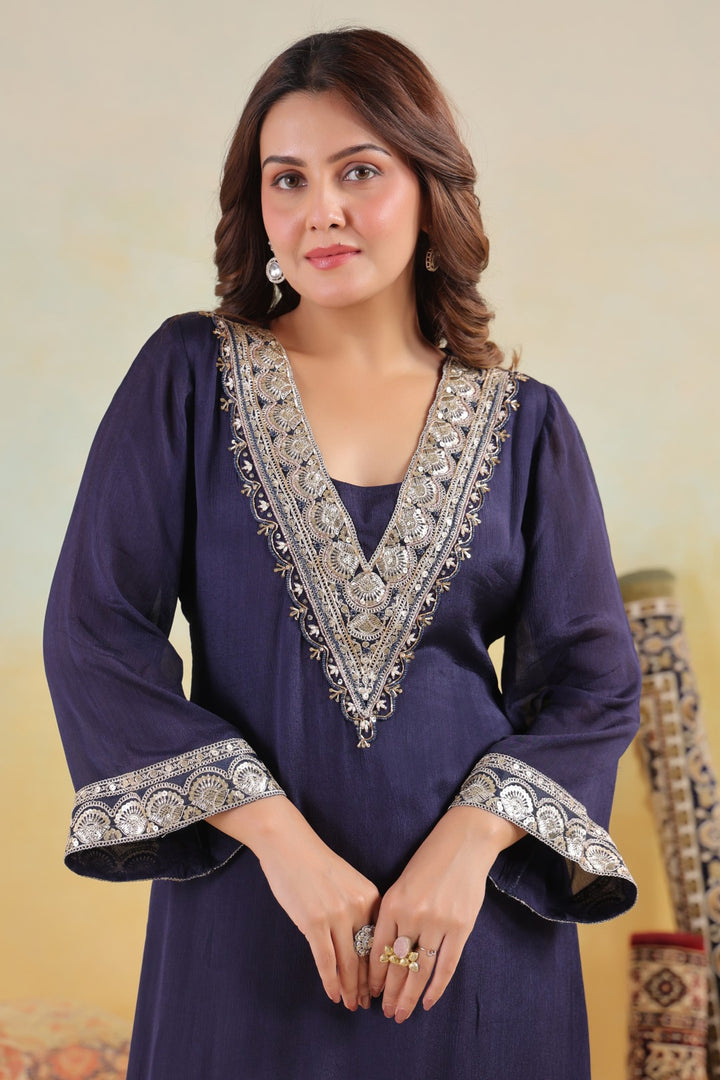 Sera Azure premium embroidery kurta pant set
