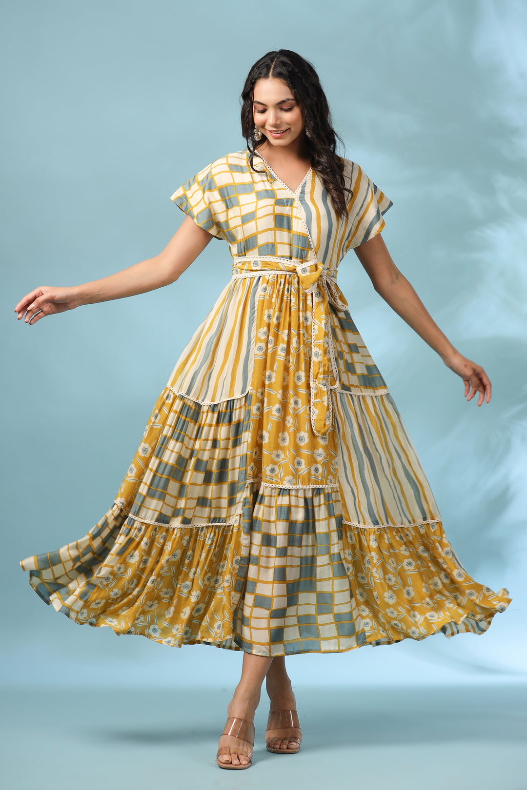 Neeti Amber Abstract Printed Muslin Dress