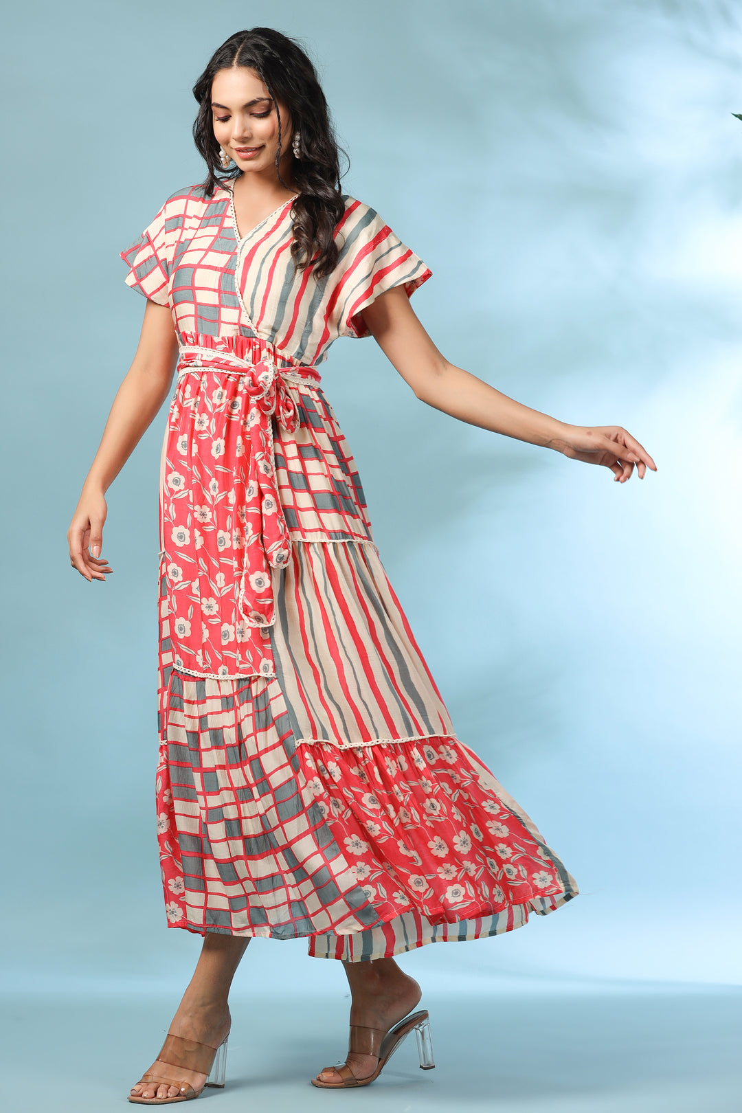 Neeti Scarlet Abstract Printed Muslin Dress