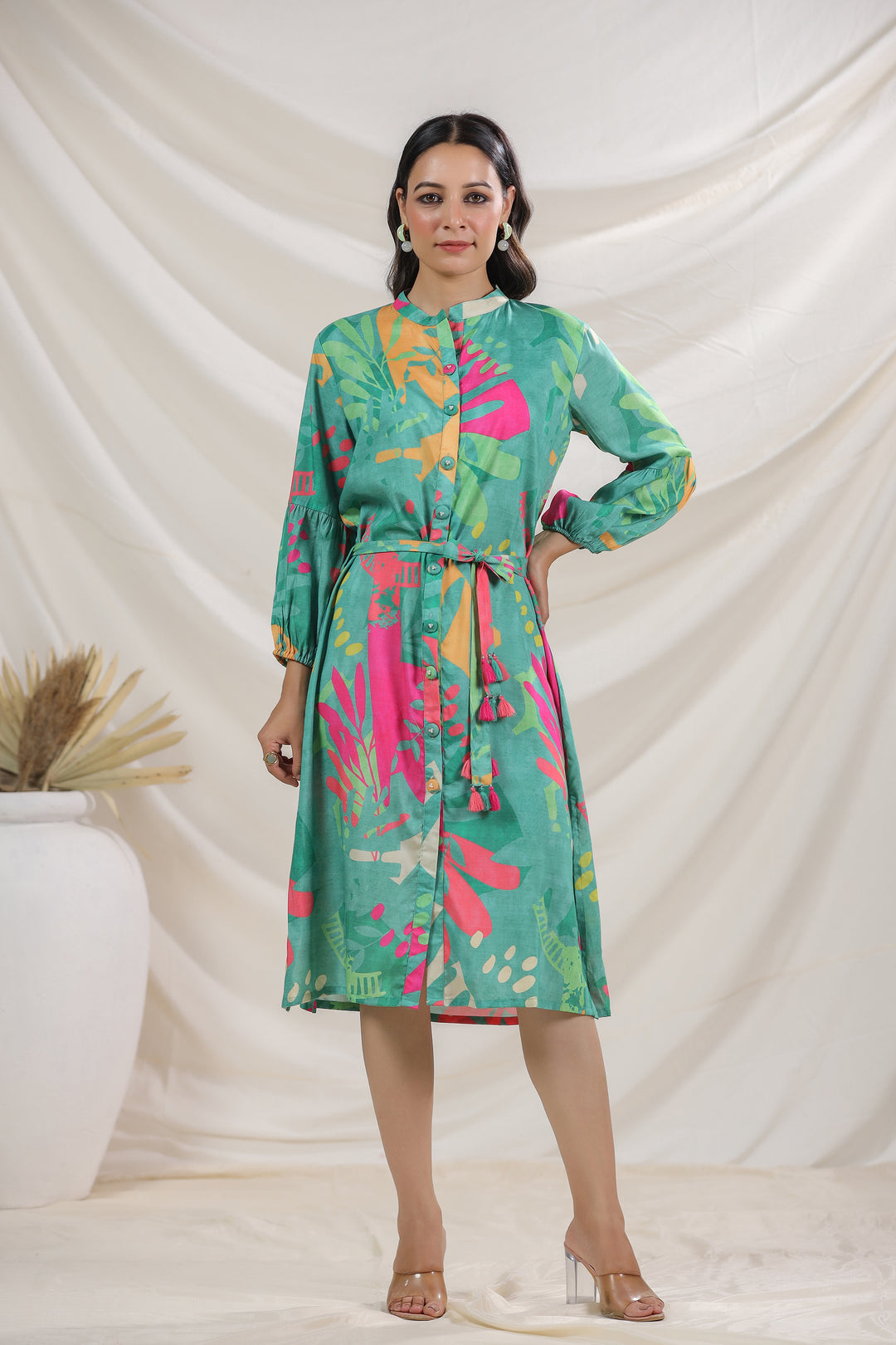 Harshini Teal Abstract Dress