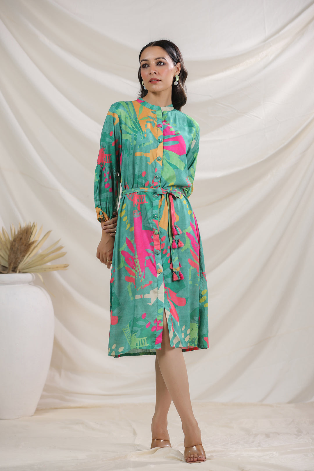 Harshini Teal Abstract Dress