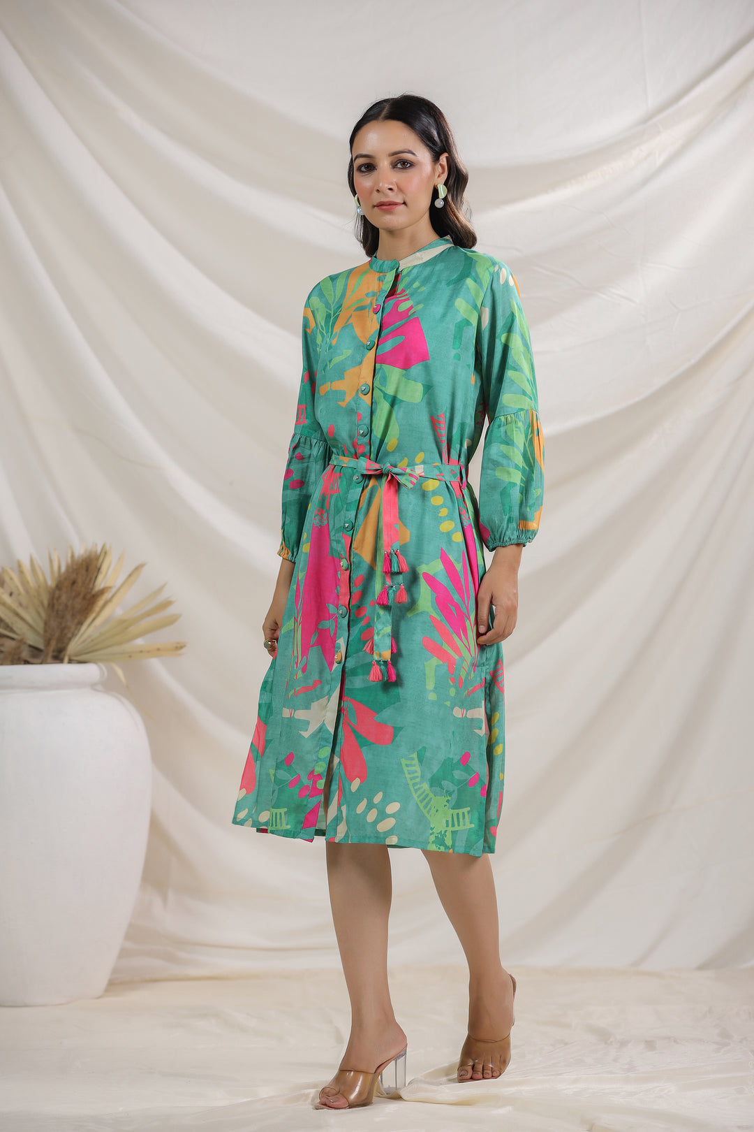 Harshini Teal Abstract Dress