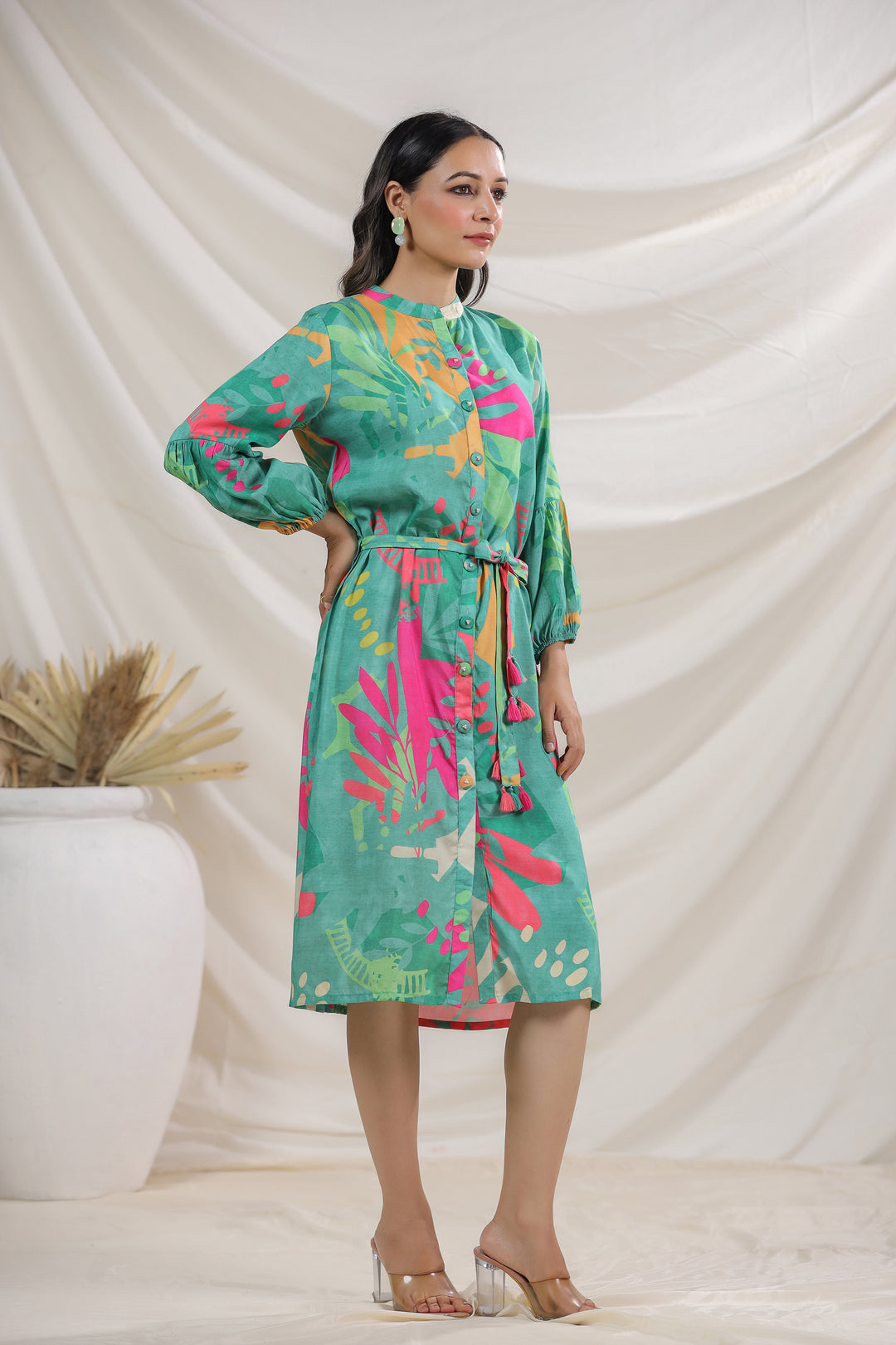 Harshini Teal Abstract Dress