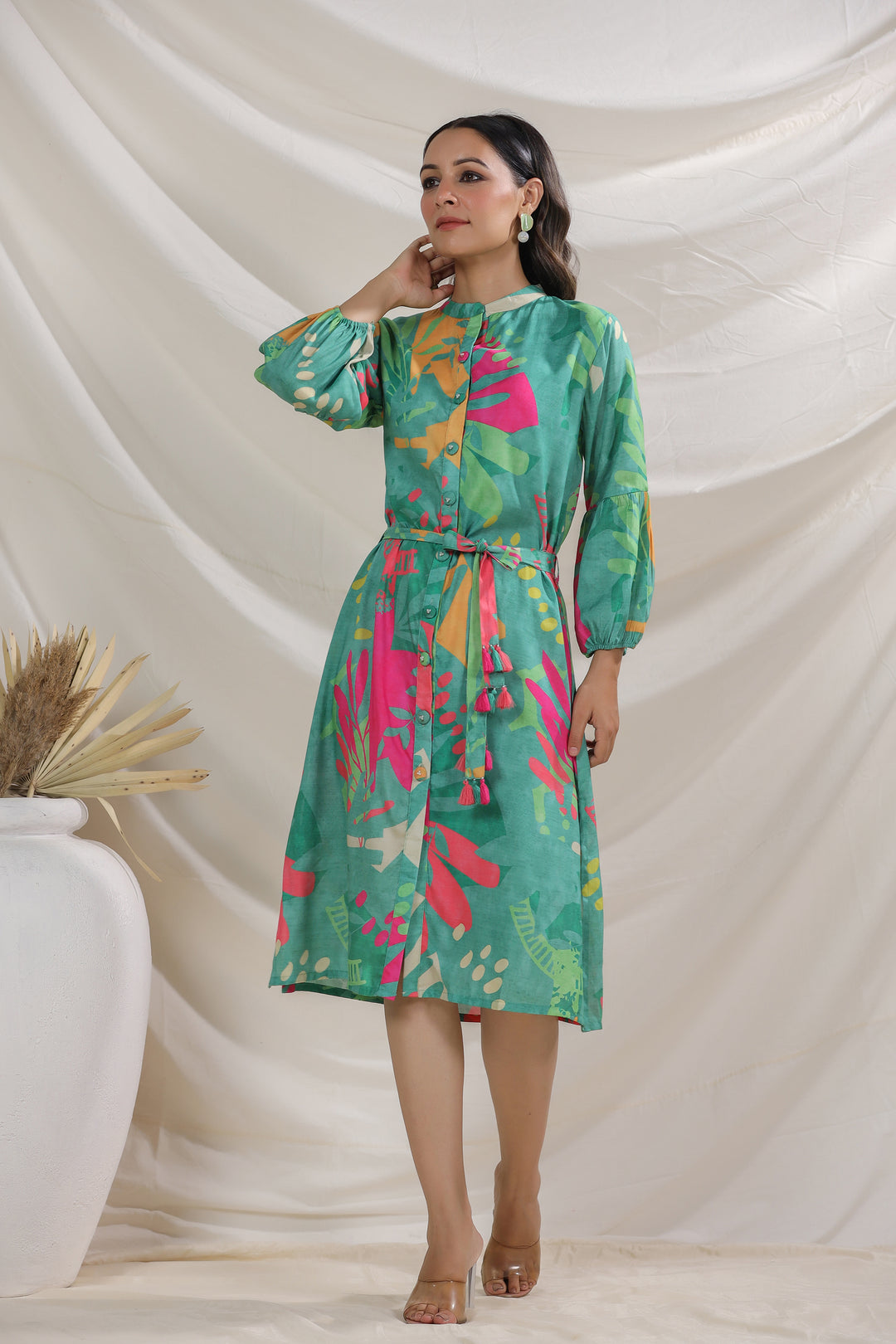 Harshini Teal Abstract Dress