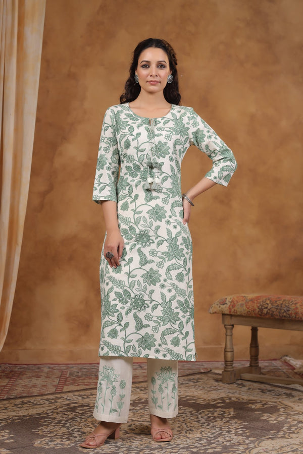 RAAGVI ALICE PRINTED COTTON KURTA PANT SET