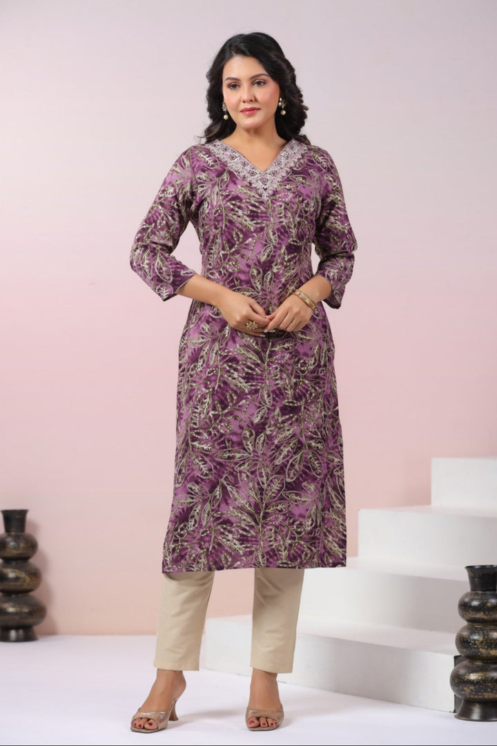 Varisha Mauve Printed Kurti