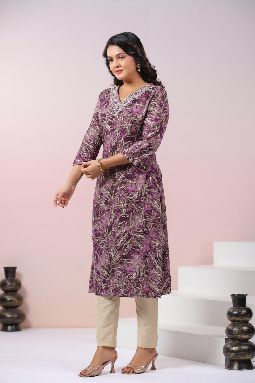 Varisha Mauve Printed Kurti