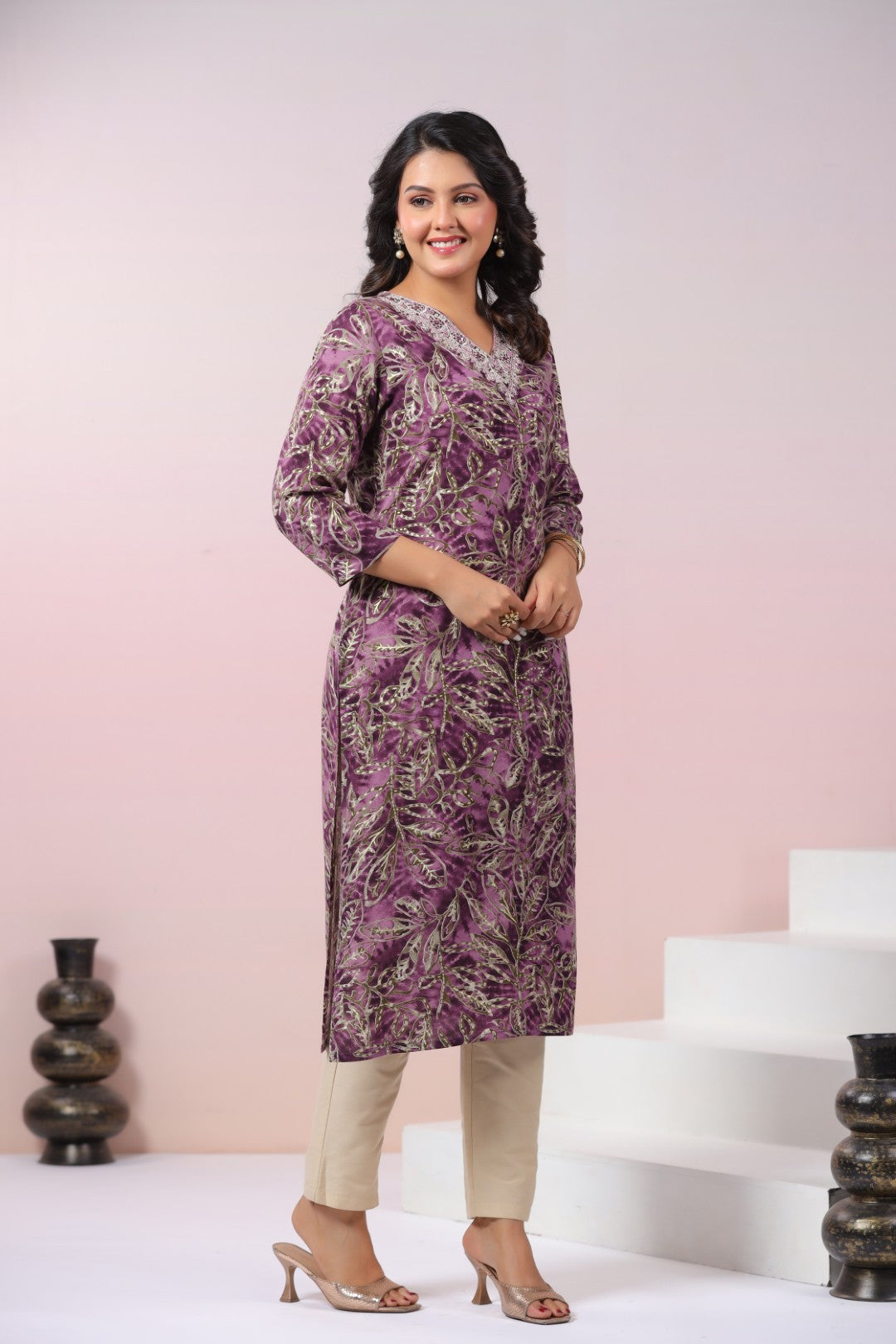 Varisha Mauve Printed Kurti