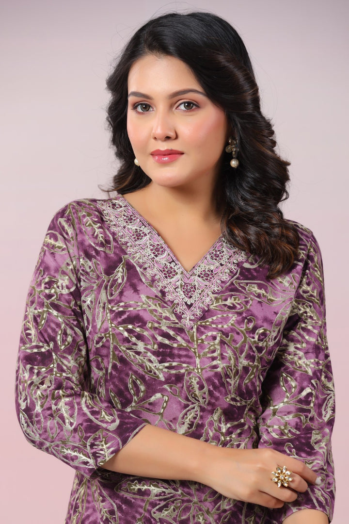 Varisha Mauve Printed Kurti
