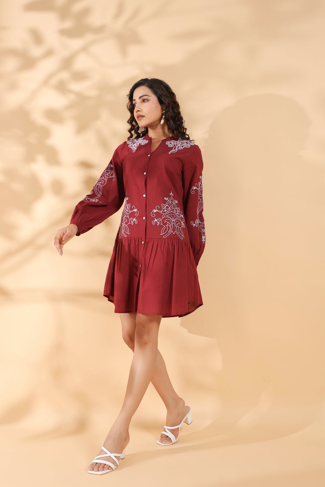 Annie Crimson Embroidery Dress