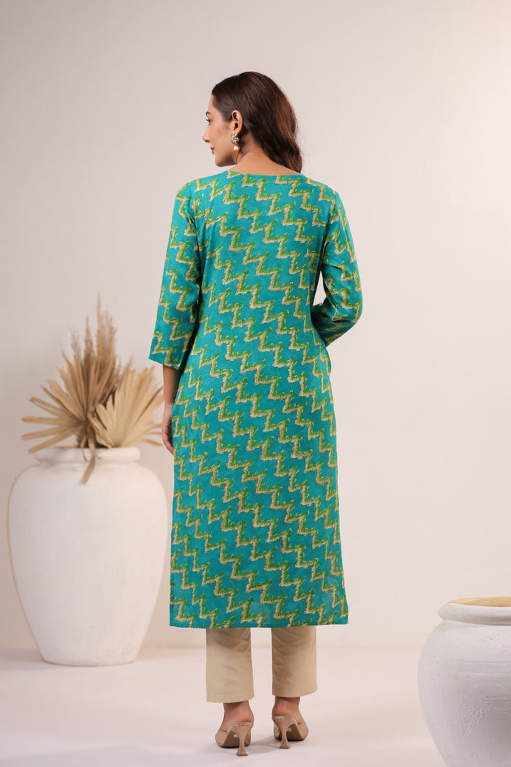 Varisha Verdigris Printed Work Kurti