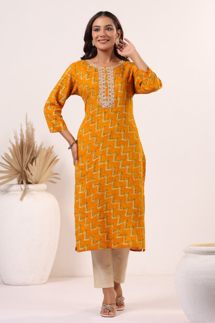 Varisha Canary Printed Work Kurti