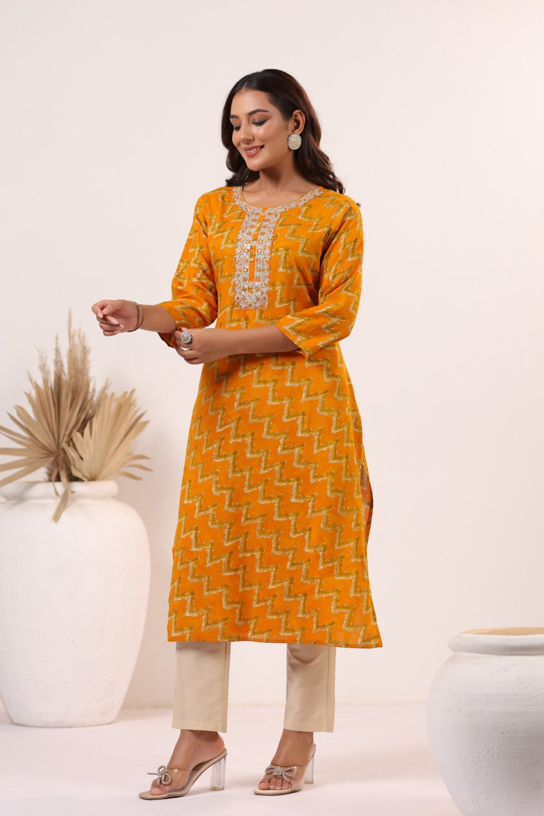 Varisha Canary Printed Work Kurti