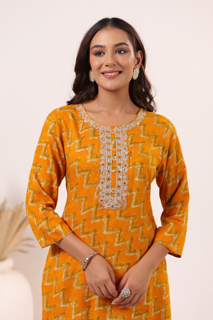 Varisha Canary Printed Work Kurti