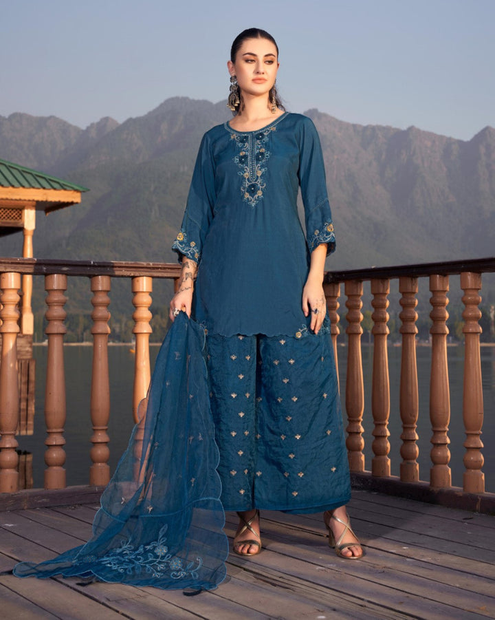 Nisha Casal Embroidered Suit Set