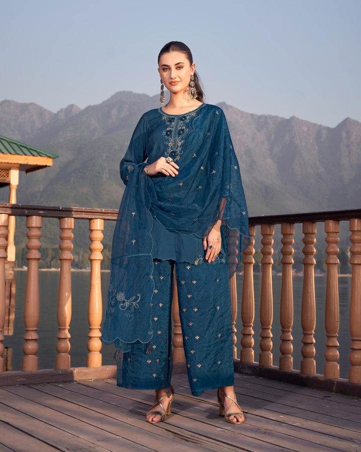 Nisha Casal Embroidered Suit Set