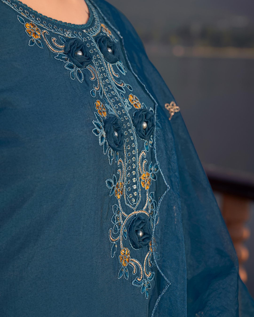 Nisha Casal Embroidered Suit Set