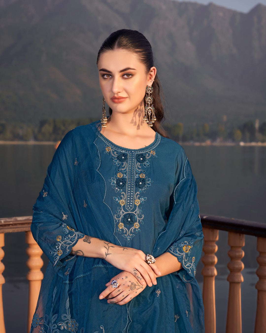 Nisha Casal Embroidered Suit Set