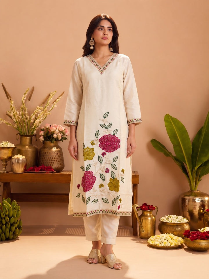 Arsh Dove Printed Work Suit Set